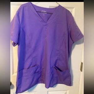Stylish Women's V-Neck Purple Short Sleeve ScrubTop